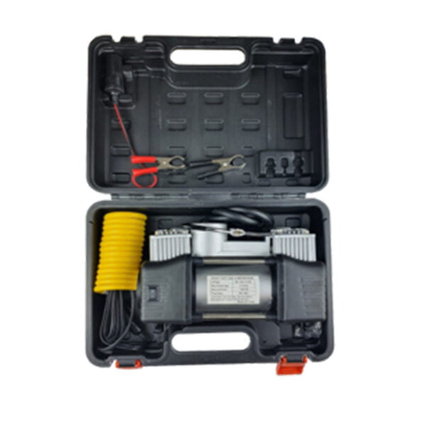 Trusa compresor 2 cilindri 12-13,5V, 23Amp, 85L/min, 150 PSI max cu furtun, cleste si priza bricheta auto