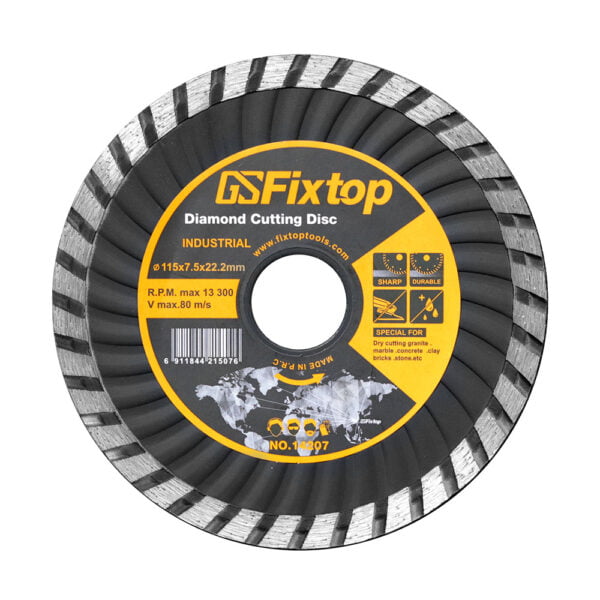 Disc de taiat, turbo, cu diamant, Fixtop, 115*7,5*2,8*1,4*22,23