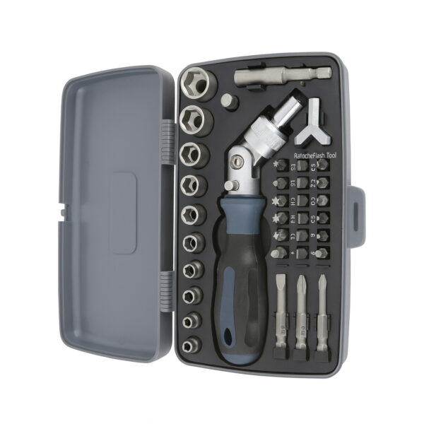 Trusa chei cu clichet si capuri de surubelnita 41 de piese, Fixtop