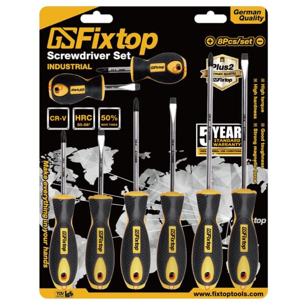 Set de șurubelnițe din opt piese, Fixtop, SL/PH6*38/5*75/6*100/6*150
