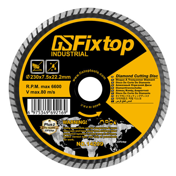 Disc diamantat turbo, Fixtop, 230*7.5*3.0*1.6*22.23