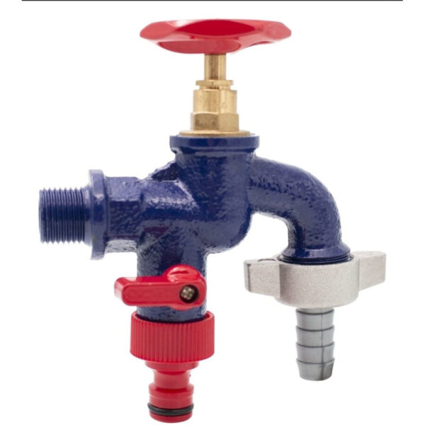 Robinet dublu de serviciu din fontă cu două ieșiri 1/2"