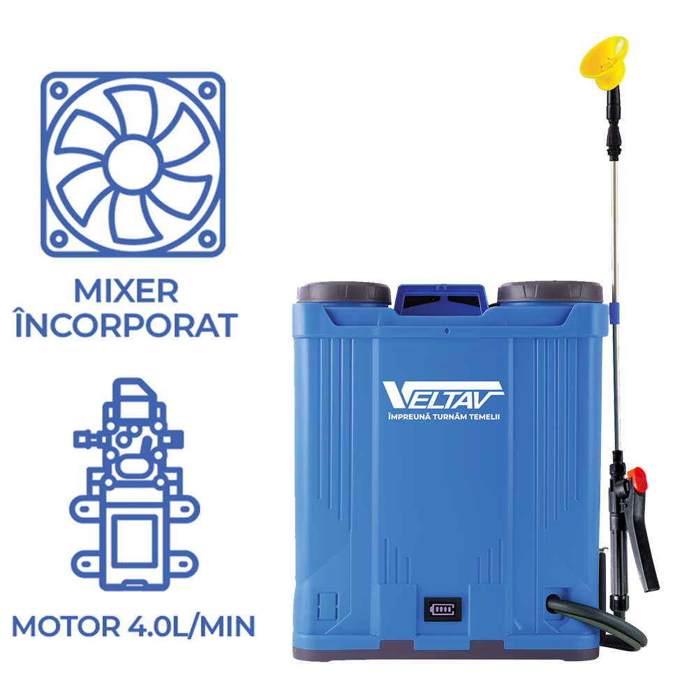 Pompa de stropit, 20L, cu acumulator + mixer, 4.0L/min