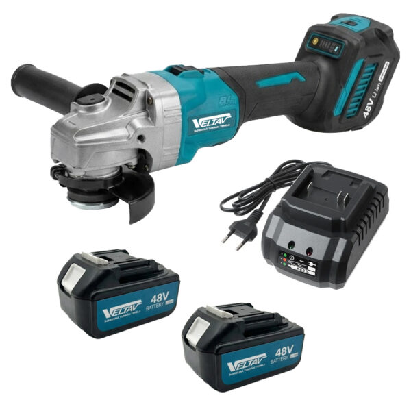 Flex pe acumulator, Veltav, 125mm, 1000W, motor fara perie, cu variator (2 acumulatori + statie de incarcare)